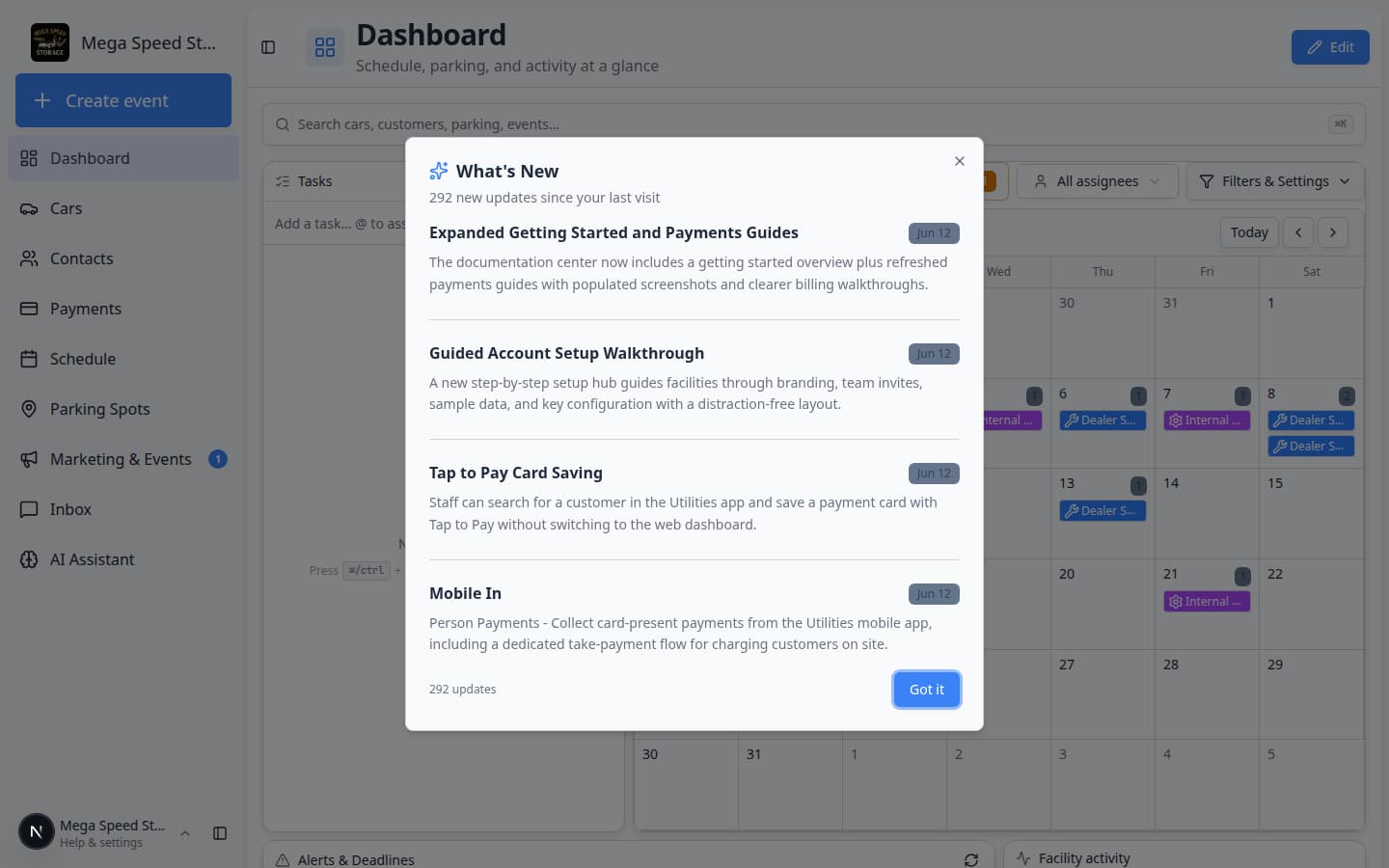 Dashboard page after saving a layout showing populated widgets and no edit controls visible
