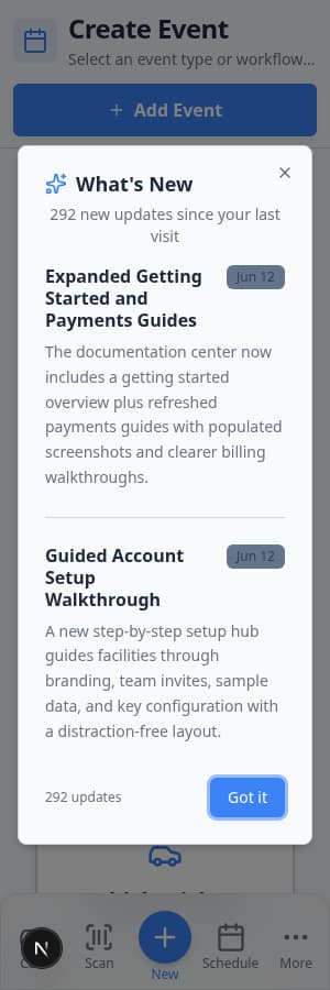 Setup Guide page with the sidebar visible showing Setup Guide highlighted among other menu items
