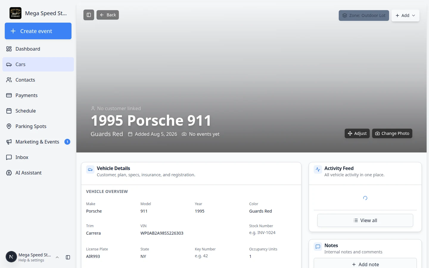 Cars table with Inline edit turned on so fields can be updated directly in the list
