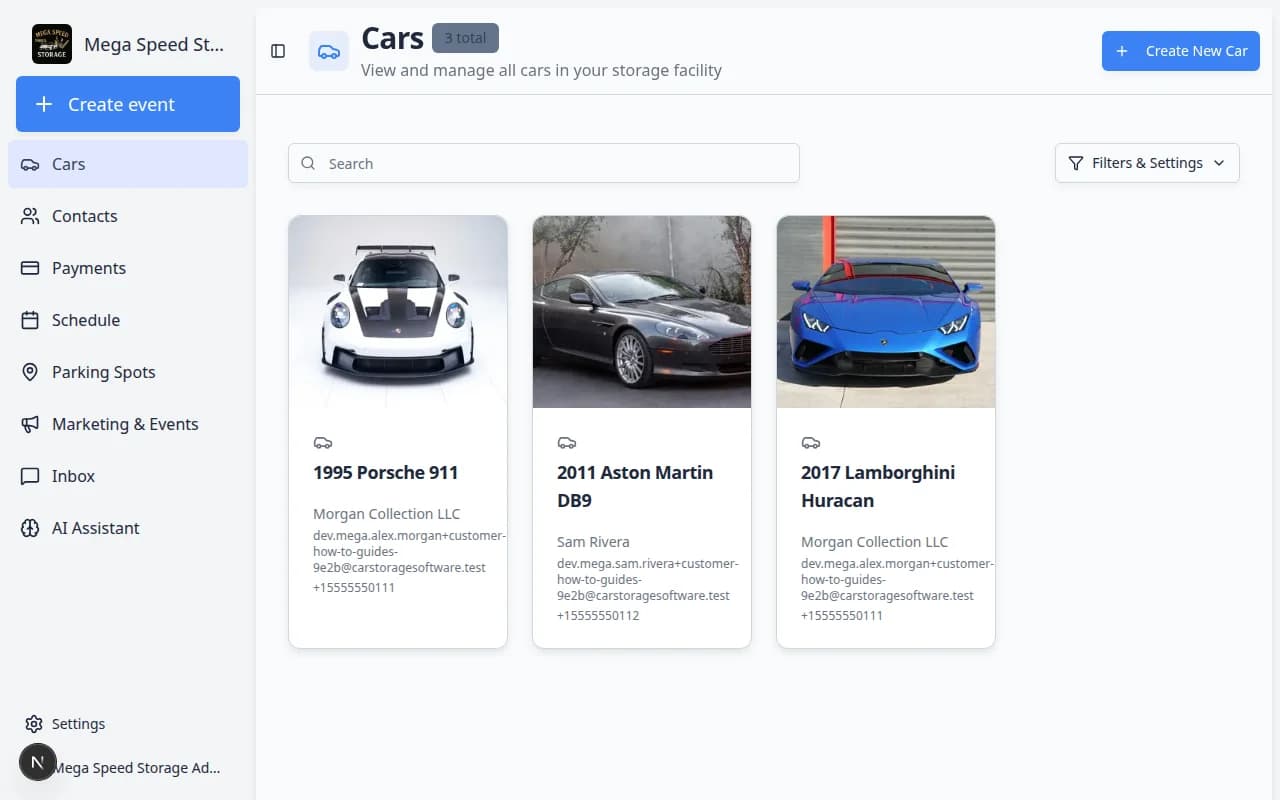 Cars page filtered to a 1995 Porsche 911 search result