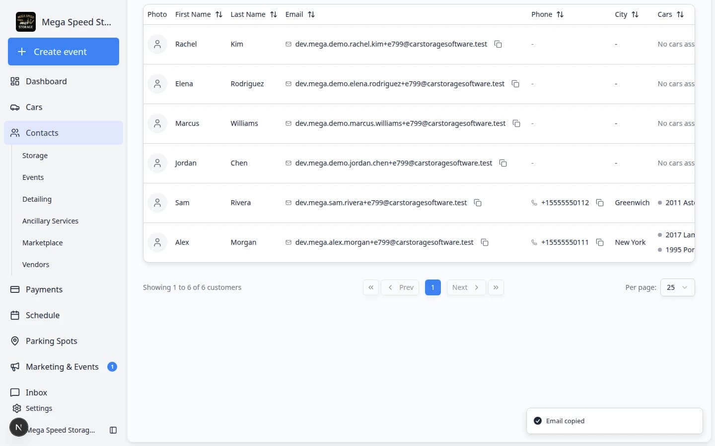 Assign Car to Customer dialog with a car search field and Assign Car button
