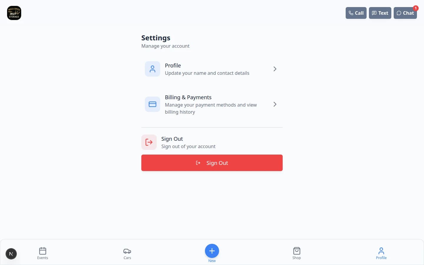 Customer portal Settings page showing account preferences and profile options
