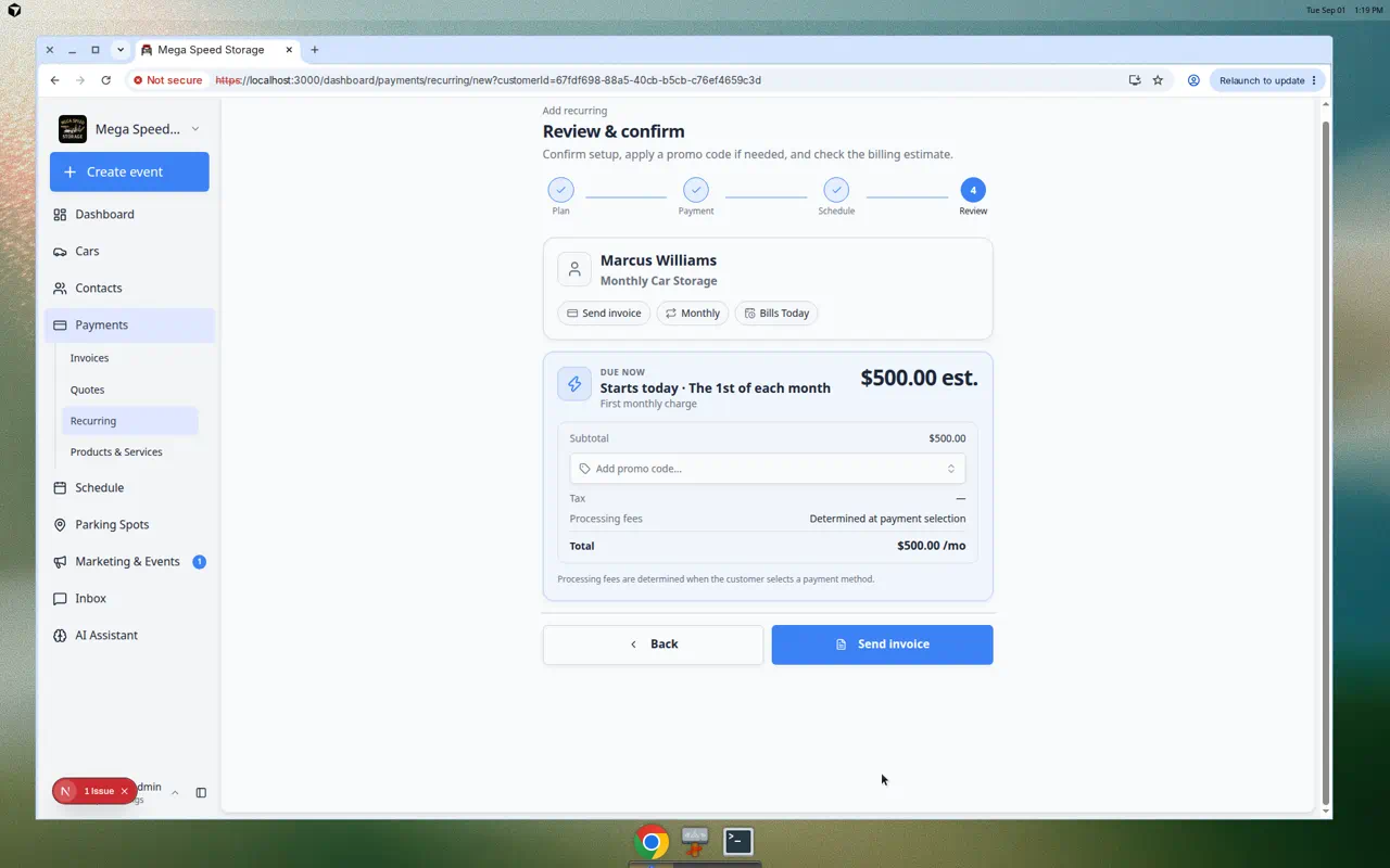 Add recurring dialog payment step